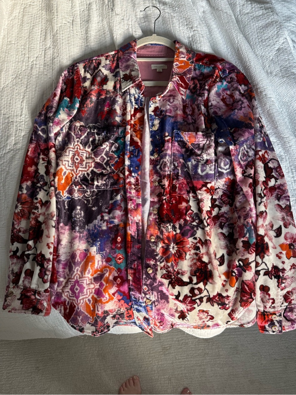 Anthropologie Multicolor Velvet Floral Teddy Jacket